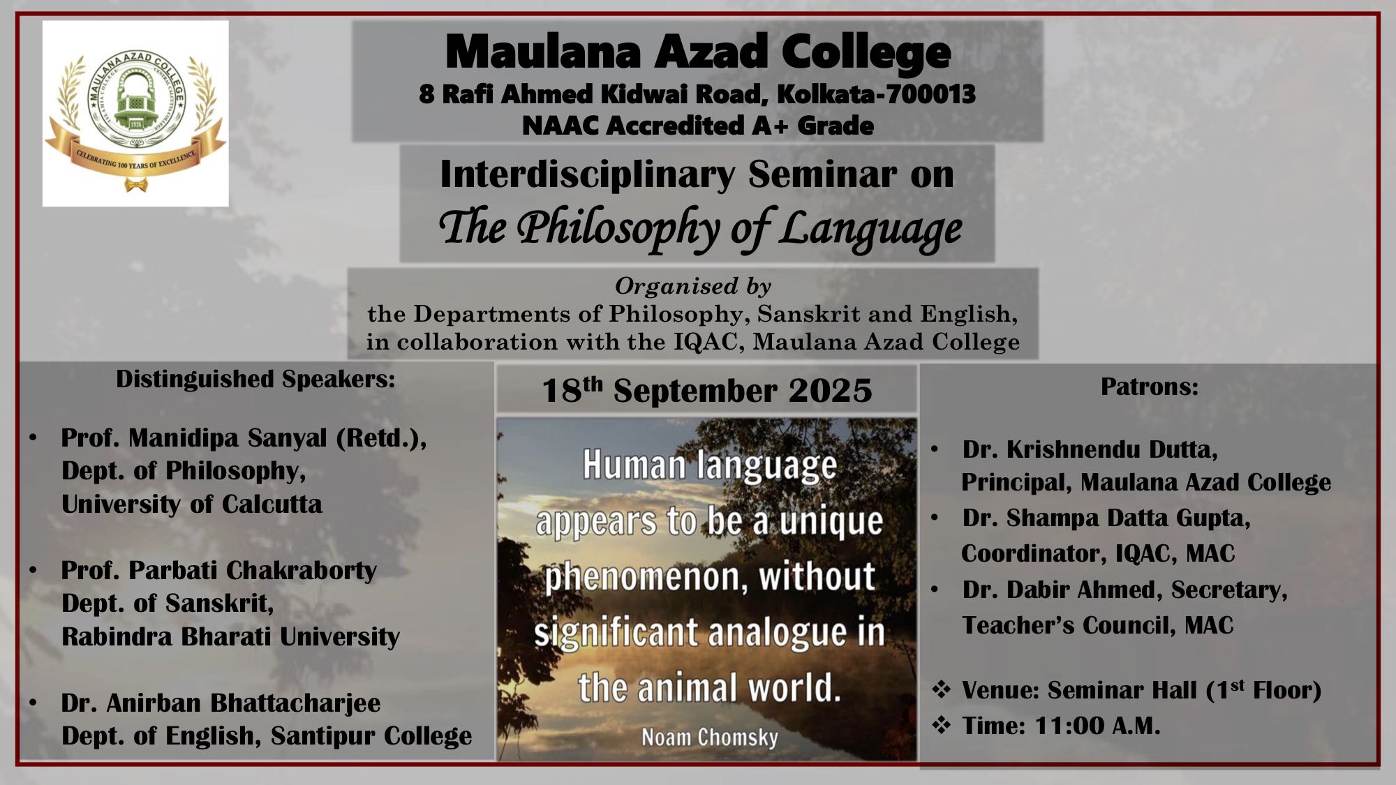 Interdisciplinary Seminar on - The Philosophy of Language